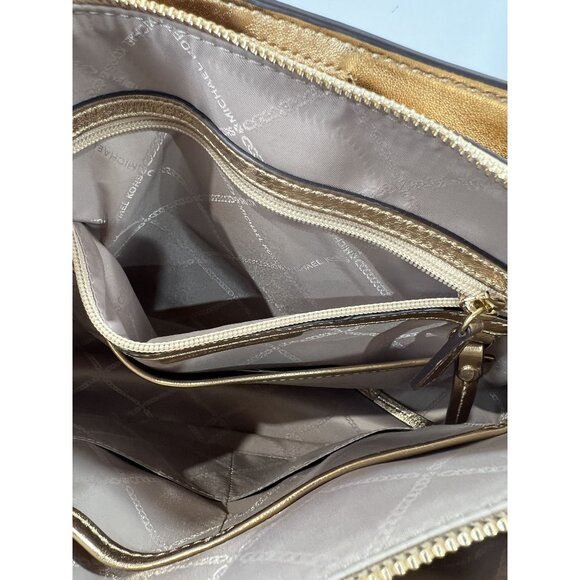 Michael Michael Kors Susan Metallic Medium Shoulder Bag Pale Gold New Chain - Picture 4 of 13
